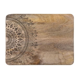 11.5 in. Scandinavian Natural Mango Wood Cheese/Cutting Boards with Laser Cut Design