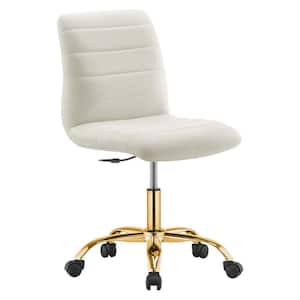 Ripple Armless Polyster Adjustable Height Office Chair in Gold Ivory