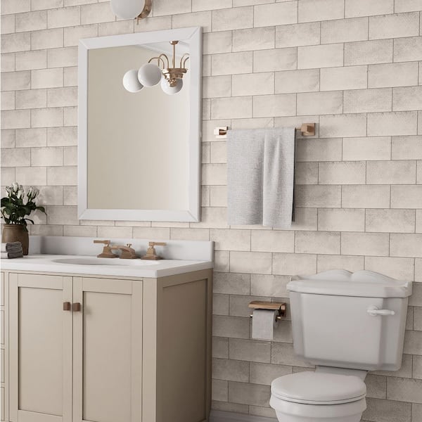 Merola Tile Camden Decor Antique Bianco 4 in. x 8 in. Ceramic Wall
