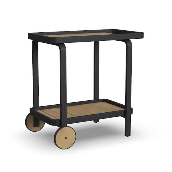 HOMESTYLES Finn Outdoor Bar Serving Cart with Eucalyptus Wood Top