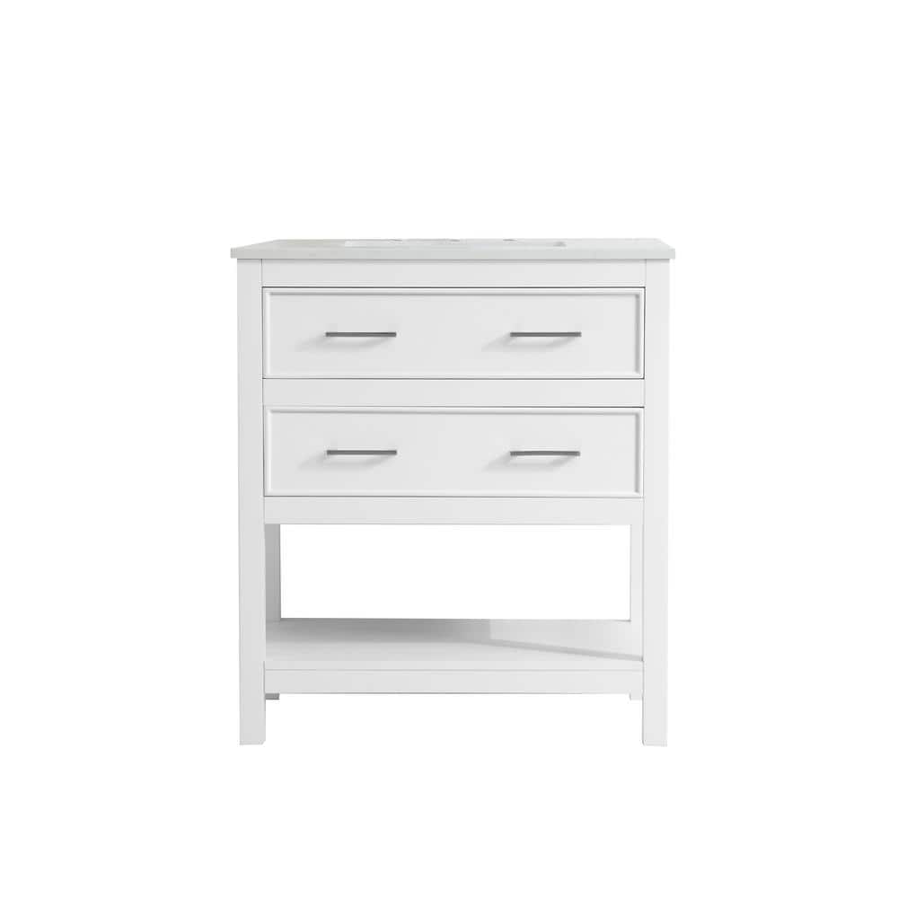 Simply Living 30 in. Single Bathroom Vanity in White with Quartz Vanity Top