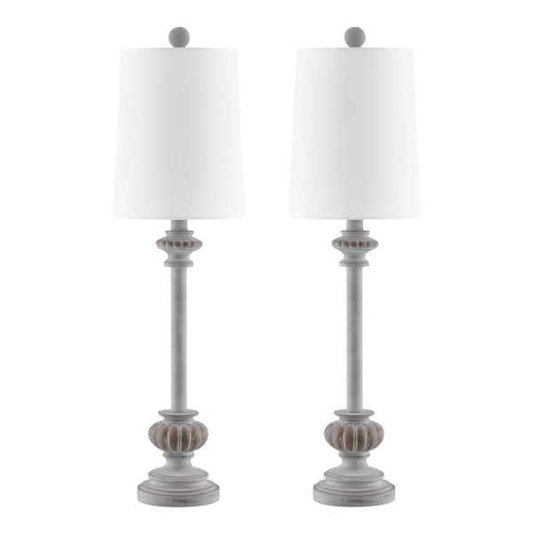 Hampton Bay Clifon 28 in. 1-Light Distressed White Buffet Lamps (set of 2)