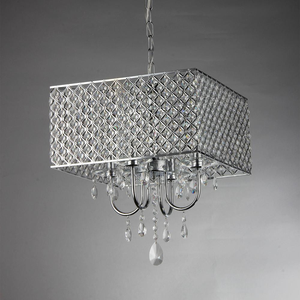 Royal 17" Chrome and Crystal Drum Chandelier