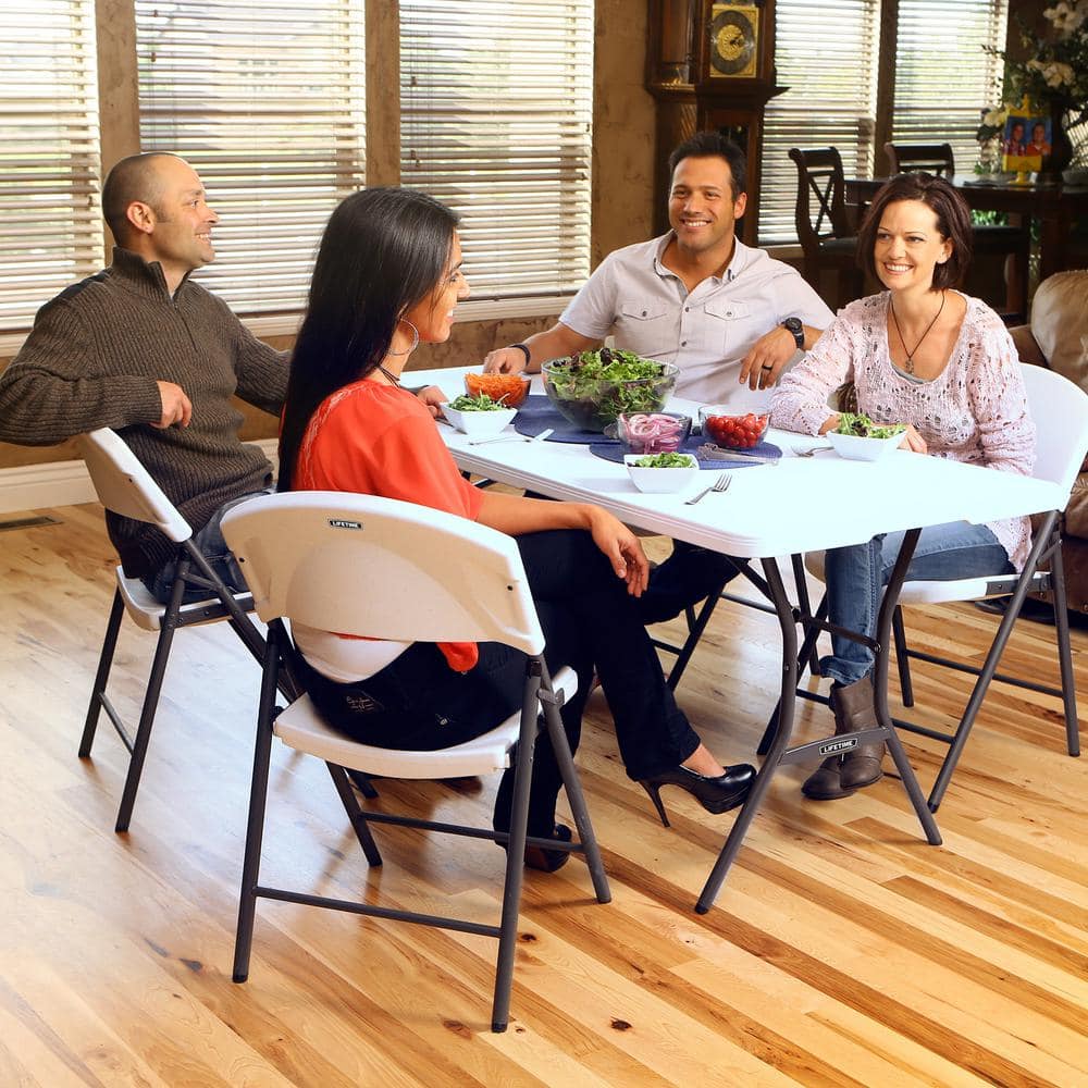 Lifetime White Plastic Folding Chairs with Steel Frame, 4-Pack