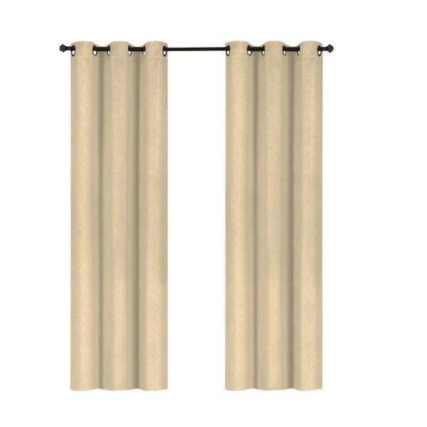 J&V TEXTILES Embossed Beige Polyester Thermal 76 in. W x 84 in. L