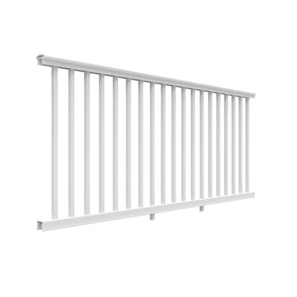 6 ft. x 42 in. Square Baluster Transform Rail Kit in Satin White