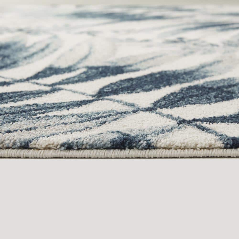 Baumann Blue and Gray Synthetic Floral Area Rug, 8' x 10'