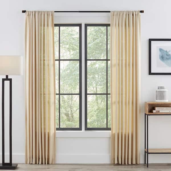 Home Decorators Collection 72 in. - 144 in. Mix and Match Telescoping 1 in.  Single Curtain Rod in Matte Black AMB144FOHJ07 - The Home Depot