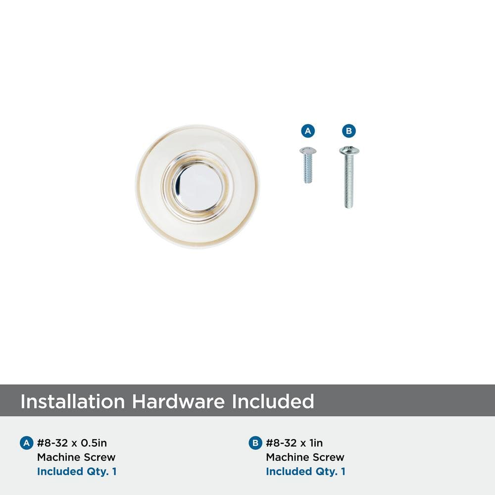 Clear and Bronze Round Glass Cabinet Knob with Mounting Hardware