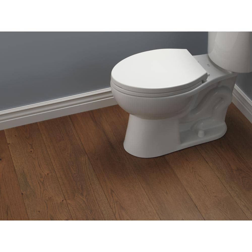 White Elongated Plastic Toilet Seat with NoSlip Bumpers