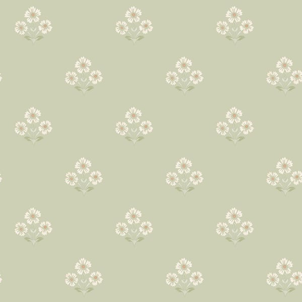 HOLDEN Daisy Motif Sage Green Non-Pasted Wallpaper (Covers 56 sq. ft.)
