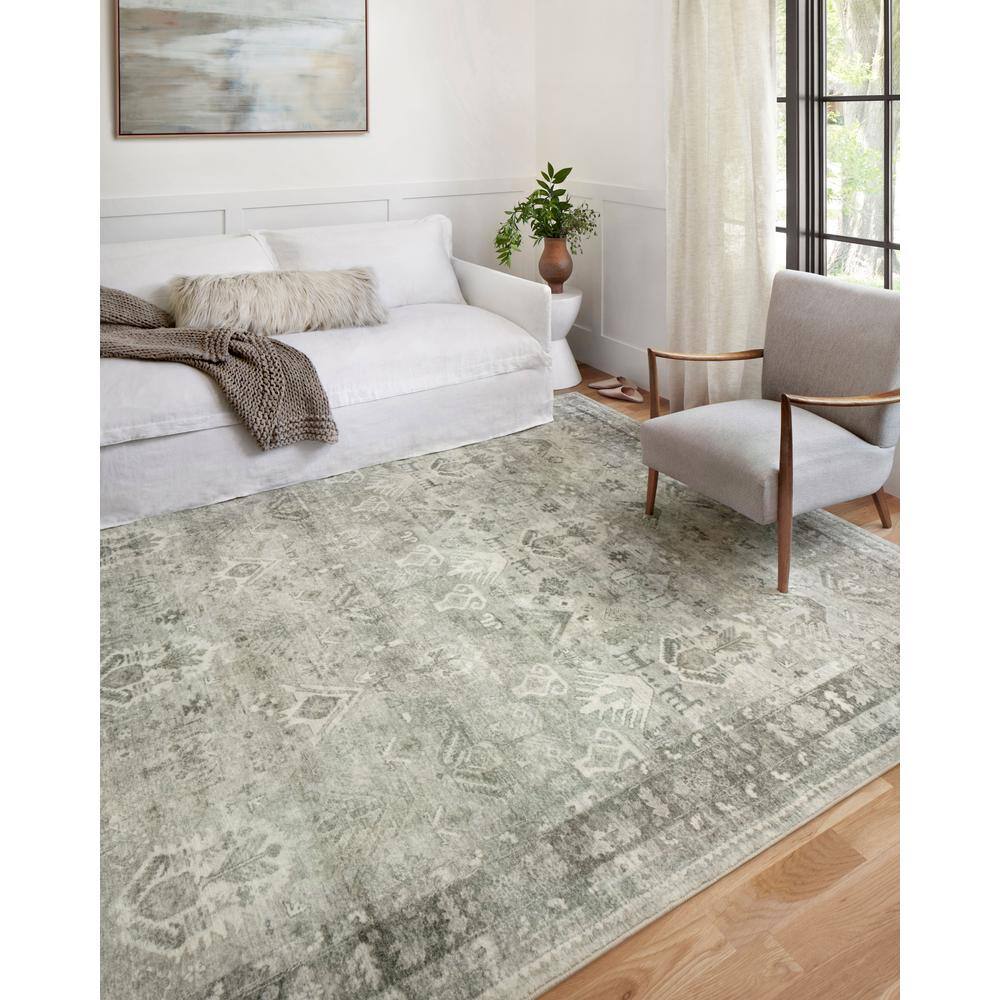 Rosette Gray and Beige Synthetic Oriental Area Rug