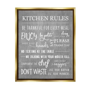 Kitchen Rules Rustic Grey List Design by CAD Floater Framed Typography Art Print 31 in. x 25 in.