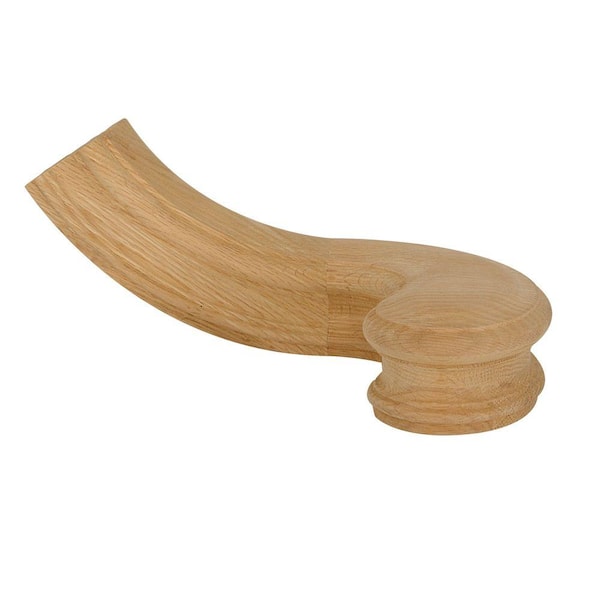 EVERMARK Stair Parts 7740 Unfinished Red Oak Left-Hand Turn-Out Handrail Fitting