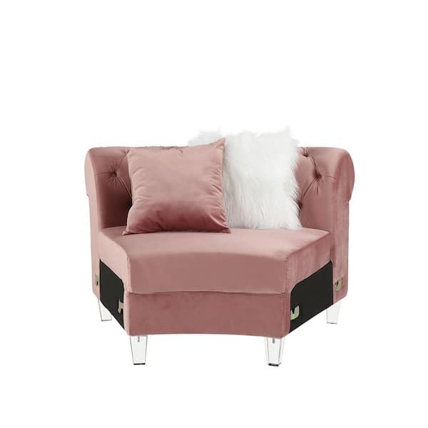 Unbranded 139 in. W Round Arm Velvet Sectional Curved Sofa in Pink (4-Piece)