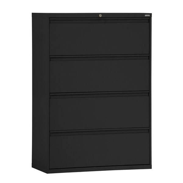 Sandusky 800 Series 30 in. W 4-Drawer Full Pull Lateral File Cabinet in Black