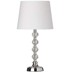Crystal 17.5 in. H 1-Light Polished Chrome Table Lamp with Fabric Shade
