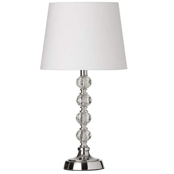 Dainolite Crystal 17.5 in. H 1-Light Polished Chrome Table Lamp with Fabric Shade