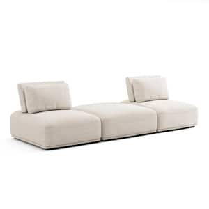 Fairwind 116 in Armless 3-Piece Boucle Straight Modular Sectional Sofa in Beige With Extendable Backrest