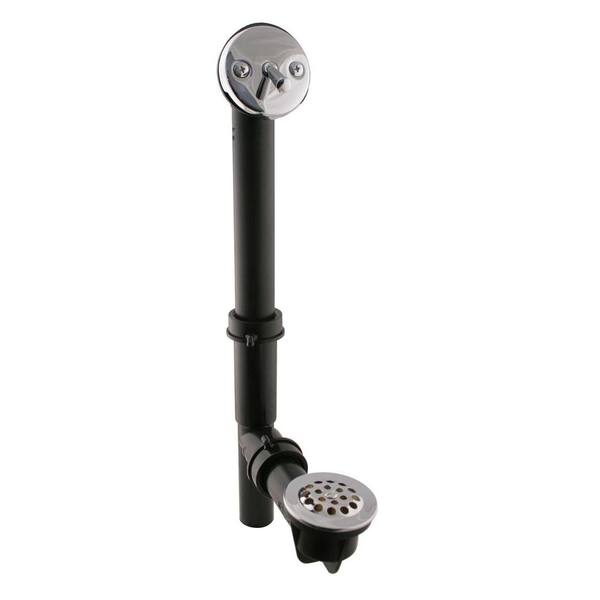 Westbrass Trip Lever Tubular Bath Waste & Overflow Assembly in Black with Polished Chrome Trim