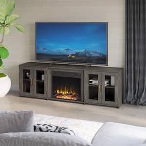 80 in. Freestanding Wooden Electric Fireplace TV Stand in Weathered Gray
