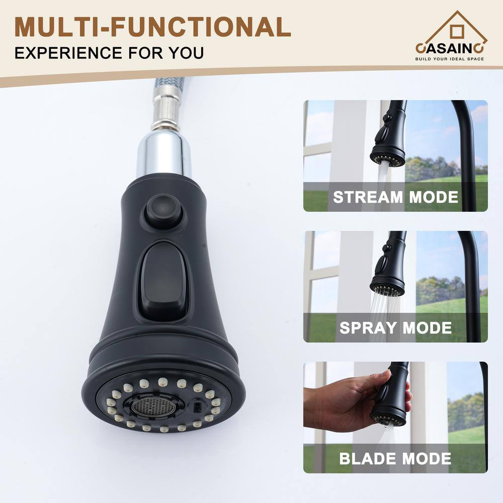 Matte Black Single Handle Pull Down Kitchen Faucet
