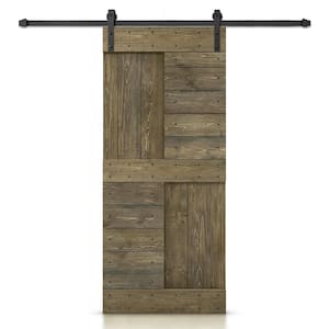 30 in. x 84 in. Aged Barrel Stained DIY Knotty Pine Wood Interior Sliding Barn Door with Hardware Kit