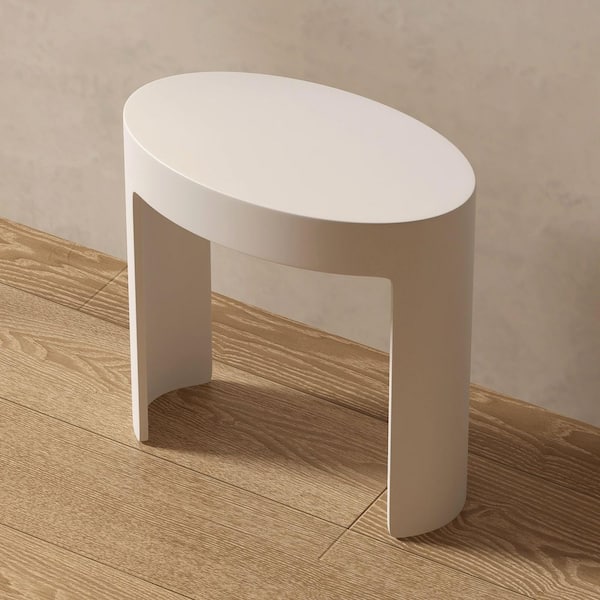 Nexon 17 in. x 10 in. Freestanding Solid Surface Shower Stool Vanity Seat in Matte White