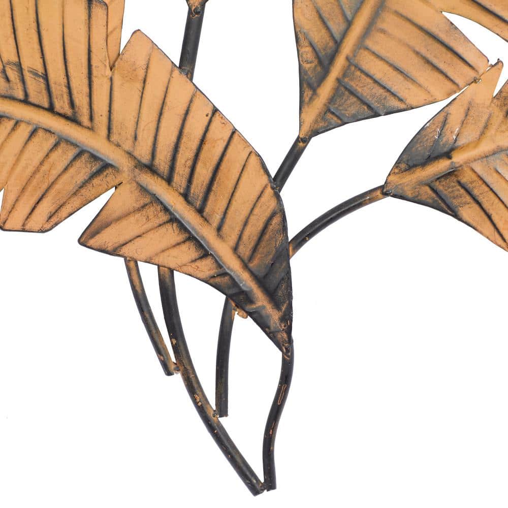 Large Green and Brown Metal Palm Leaf Wall Sculpture