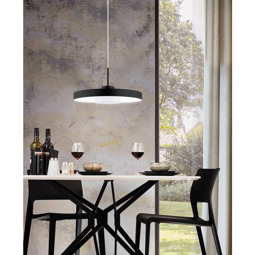 Alpicella Contemporary Matte Black LED Pendant 15.75"