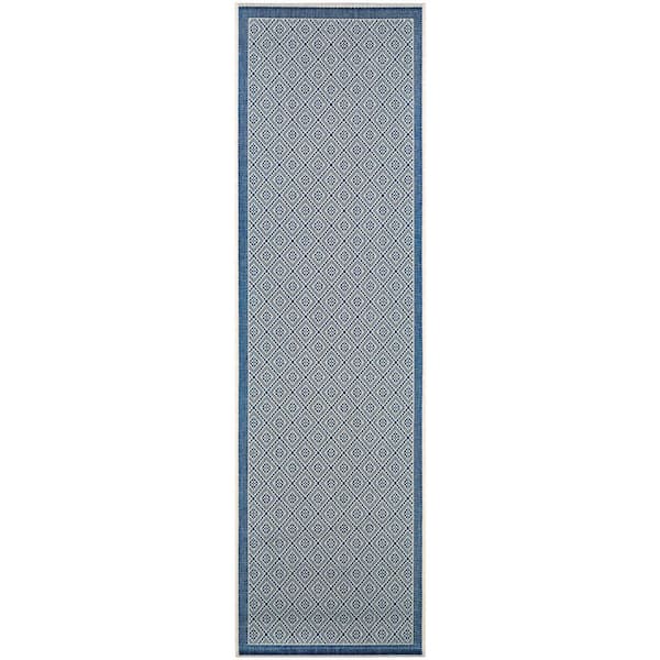 Monaco Sea Pier Sand-Azure 2 ft. x 8 ft. Indoor/Outdoor Runner Rug