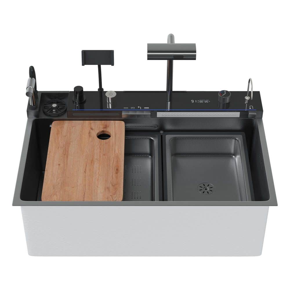 27.7 in. Drop-in Single Bowl Kitchen Sink, Silver 304 Stainless Steel with Flying Rain Waterfall and Accessories price history on PriceWatchPro