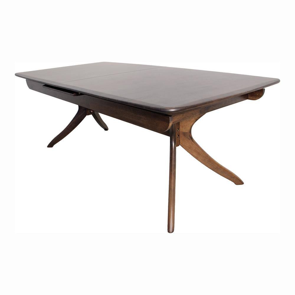 Parce Rich Walnut Wood 102 in. Double Pedestal Base Extendable Dining Table with Drop Leaf (Seats 6)