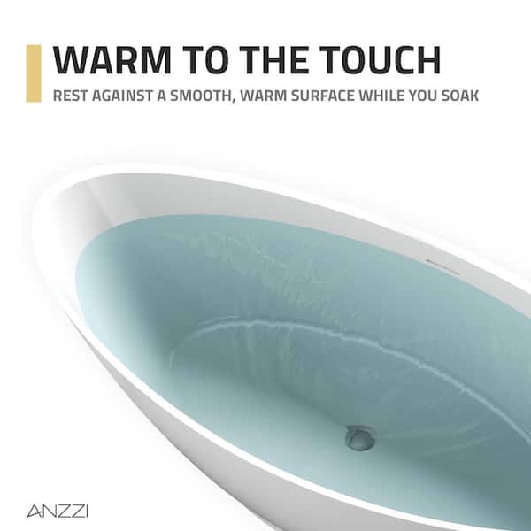 ANZZI Ala Series 74 in. x 34 in. Flat Bottom Solid Surface