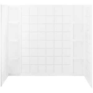 Ensemble Tile 37-1/2 in. x 60 in. x 54-1/4 in. 3-piece Direct-to-Stud Wall Set in White
