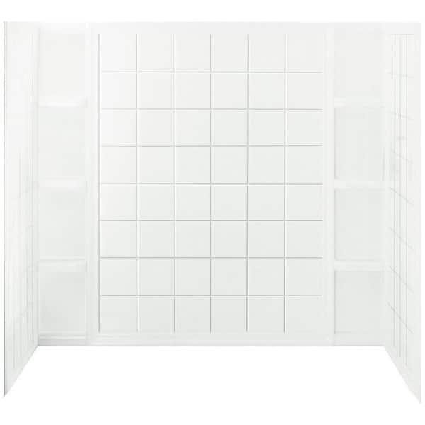 STERLING Ensemble Tile 37-1/2 in. x 60 in. x 54-1/4 in. 3-piece Direct-to-Stud Wall Set in White