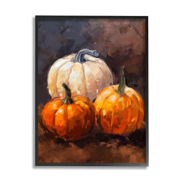 Stupell Industries Pumpkin Painting Still Life by Ziwei Li 1-Piece Framed Graphic Print Food Poster Art Print 30 in. x 24 in.
