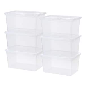 58 qt. Plastic Storage Bin with Lid in Clear (6-Pack)