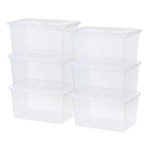 Unbranded 58 qt. Plastic Storage Bin with Lid in Clear (6-Pack)