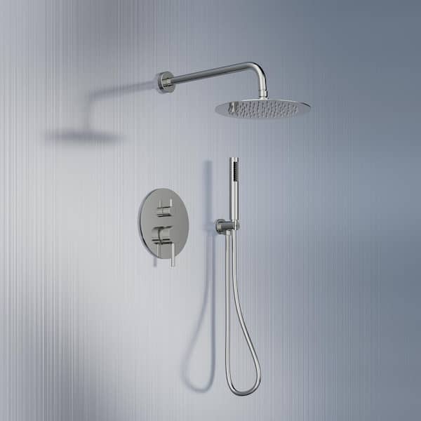 Crozet 2-Spray Wall Mount Handheld Shower Head Dual Shower Head Shower Faucet 1.8 GPM in Polished Chrome