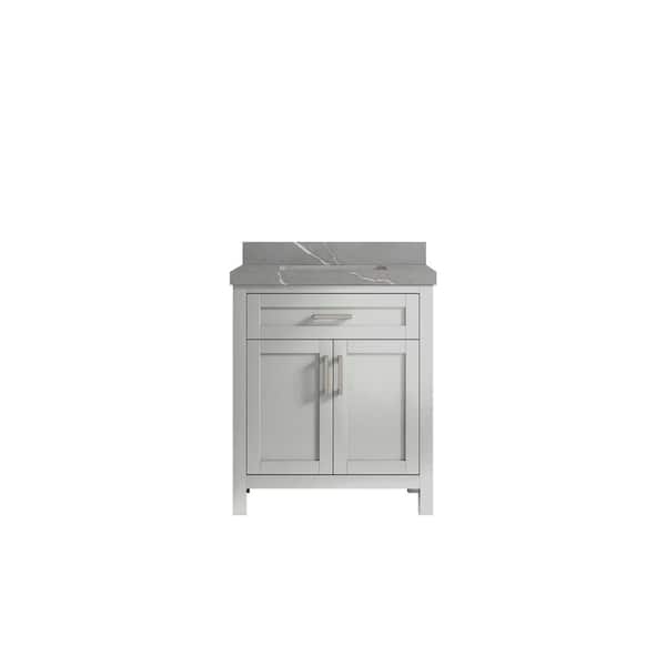 Willow Collections Cambridge 30 in. W x 22 in. D x 36 in. H Bath Vanity in Gray with 2 in Piatra Quartz Top