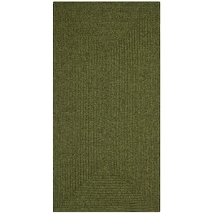 Braided Green Doormat 3 ft. x 5 ft. Solid Runner Rug