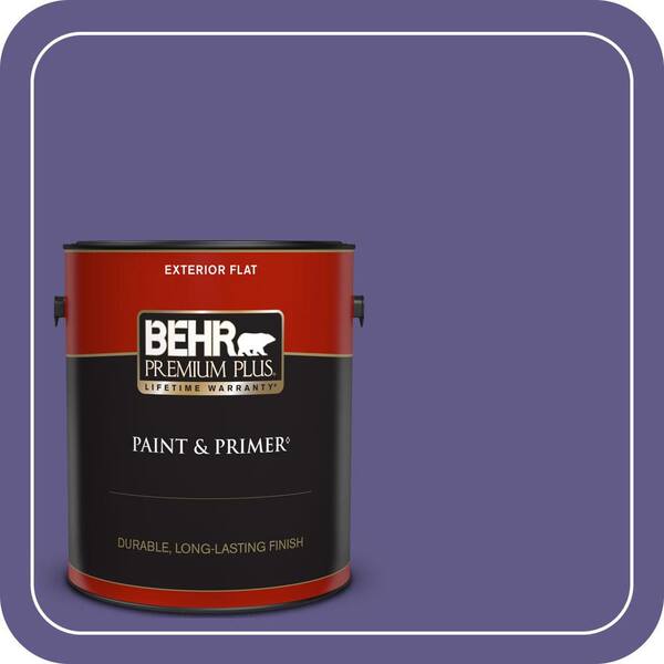 BEHR PREMIUM PLUS 1 gal. #S-G-640 Purple Balloon Flat Exterior Paint & Primer