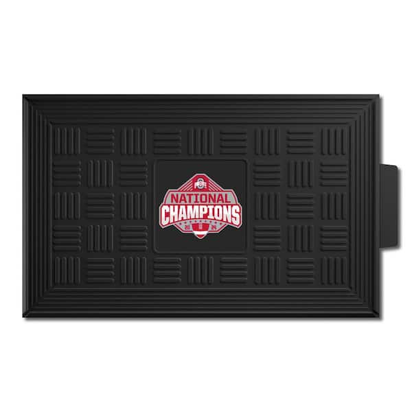 2024-25 College Football Champions-Ohio State Black Outdoor Heavy Duty Vinyl Medallion Door Mat-19. 5 in. x 31 in.