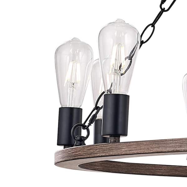 Vanity Art Beziers 12-Light Darkwood/Black Wagon Wheel Chandelier