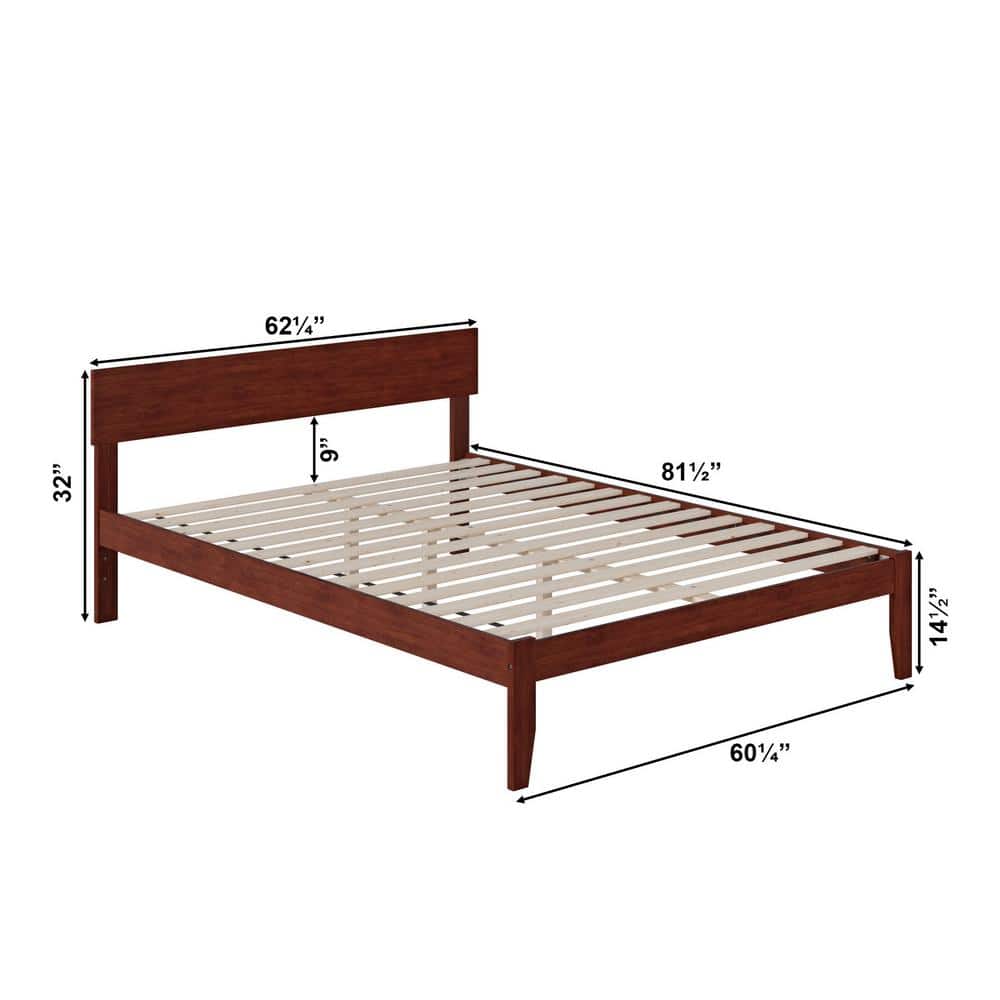 Boston Queen Walnut Wood Frame Bed with 2 Drawers