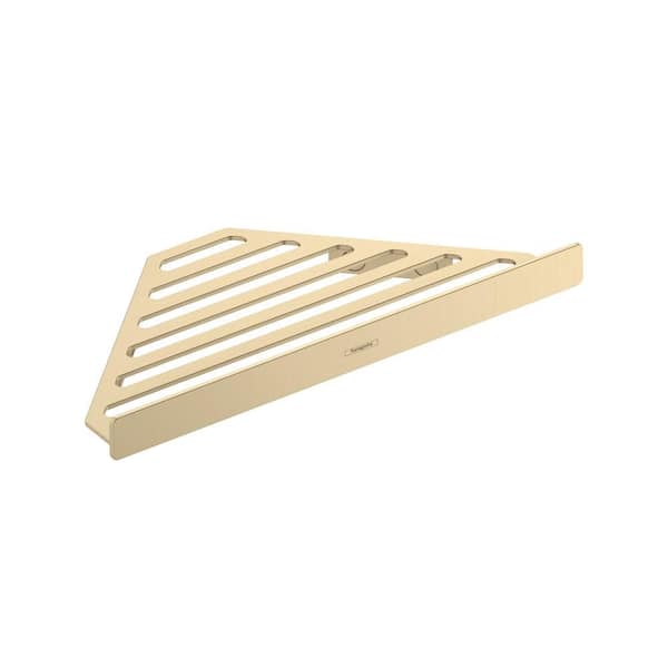AddStoris Corner Basket Shower Caddy in Brushed Gold Optic