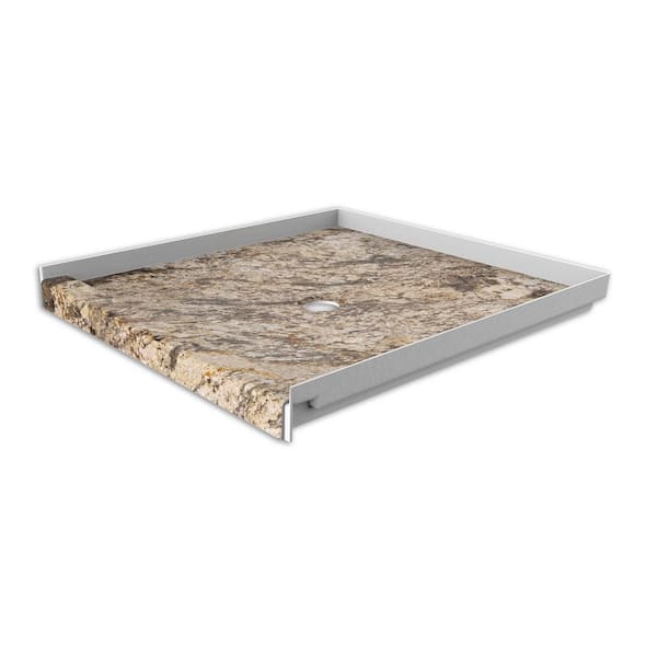 FlexStone 36 in. x 36 in. Single Threshold Shower Base with Center Drain in Golden Beaches