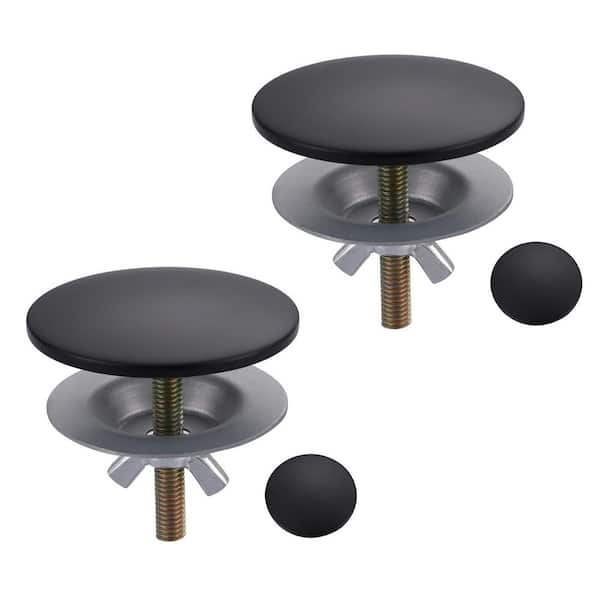2 in. Kitchen Round Brass Sink Hole Cover in Matte Black (2-Pack)