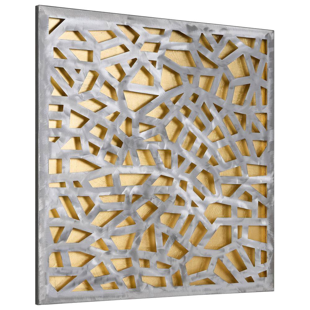 Gold and Silver Leaf Abstract Metal Wall Art Set, 64" x 32"